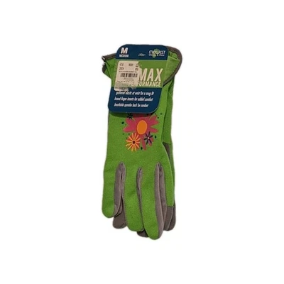 NEW MidWest Gusset Cuff Garden Gloves, Women's Medium, Green & Grey w/ Flowers - Image 1 of 2