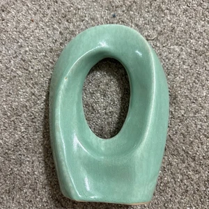 Glaze Stonewear Round Donut Shaped Cutout Vase Pottery Art 7” Hollow Minimalist - Picture 1 of 4