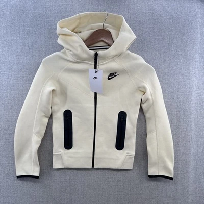NEW Nike Sportswear Tech Fleece Big Kids Hoodie Jacket Boys XS Ivory Full Zip - Image 1 of 4