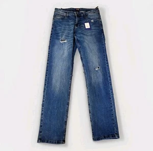 Mens Roberto Cavalli Class Jeans Size 30 Blue Slim Straight Distressed Denim New - Picture 1 of 8