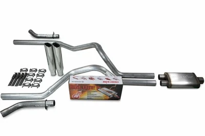 Chevy GMC 1500 15-18 2.5" Dual Exhaust Kits Cherry Bomb Salute Clamp Tips Corner - Image 1 of 4