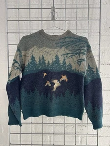 Vtg Pendelton Ducks Wool Crewneck Sweater Medium - Picture 1 of 5