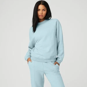Alo Heavyweight Free Time Sweatshirt Size Small Chalk Blue Lounge Travel Gym - Picture 1 of 5
