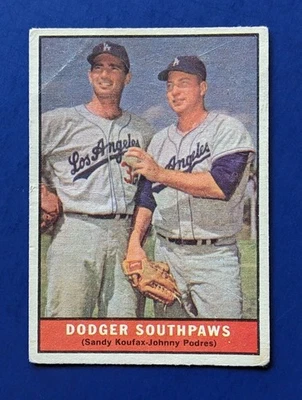 1961 Topps - Los Angeles Dodgers Southpaws #207 - Sandy Koufax HOF Johnny Podres - Image 1 of 3