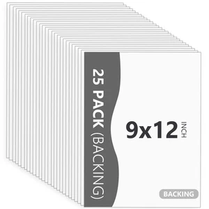 25 Pack 9x12 Uncut White Backing Boards, Acid Free, White Core, Matboards - Picture 1 of 8