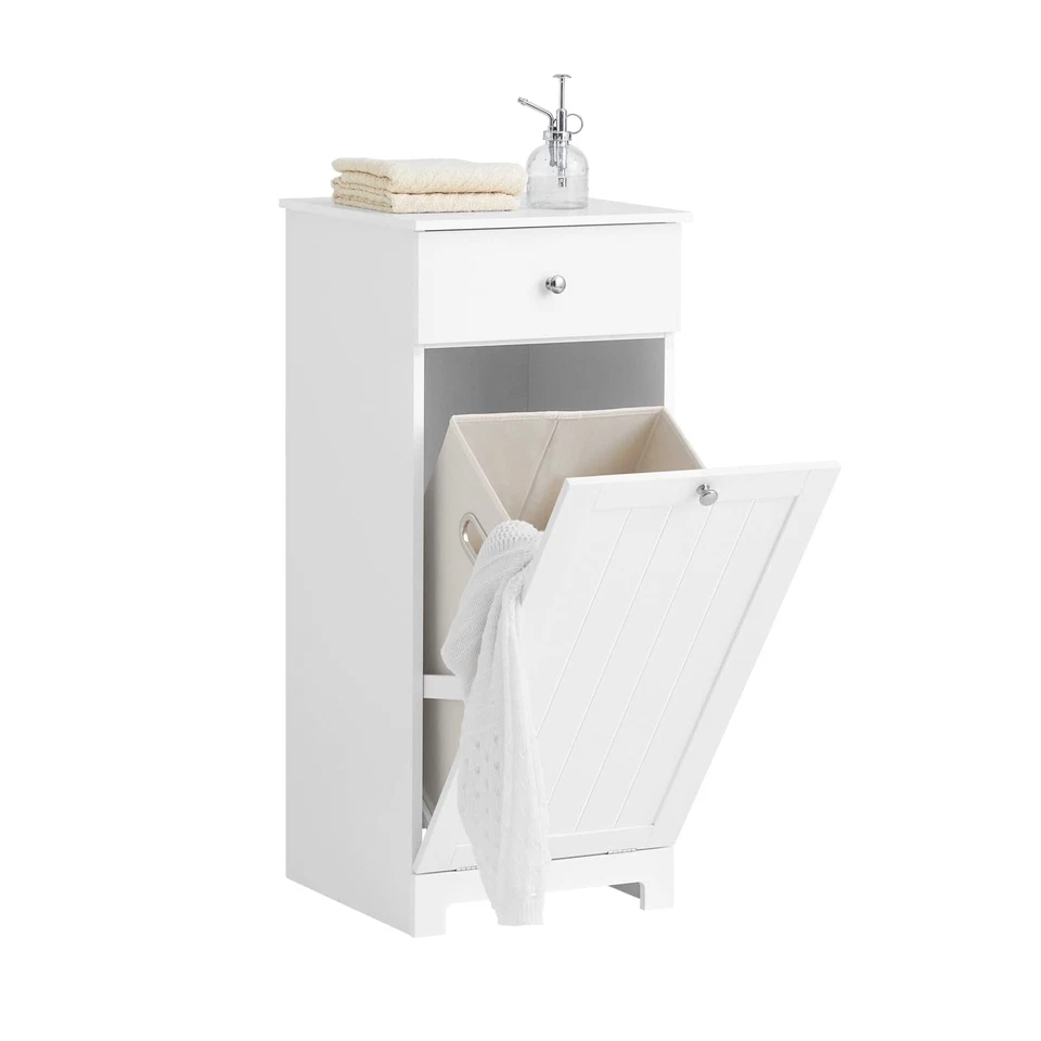 SoBuy Laundry Cabinet Bathroom Tilt-Out Hamper Unit with Drawer Hidden Basket...