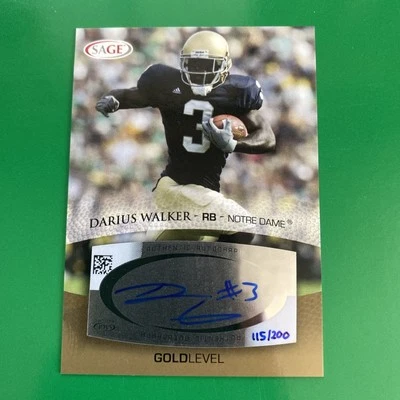 Darius Walker 2007 SAGE Autograph Gold Level Rookie Card #A57 LTD #115/200 - Image 1 of 2