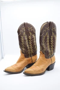 Austin Hall Women’s Cowboy Boots Sz 9 Lizard Skin Tan Brown Western Handmade - Picture 1 of 11