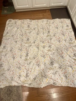 Vintage Vinyl Shower Curtain Retro Floral Flower Print MCM Orange And Yellow - Image 1 of 4