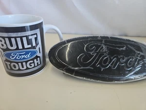 BLACK Ford F150 FRONT GRILLE/ TAILGATE 9 inch Oval Emblem & Coffee Cup Mug Tough - Picture 1 of 7