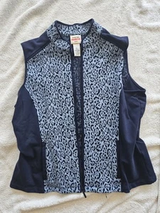 Ruby Red Favorites Women's Petite Blue Cheetah Print Vest Cotton Polyester Blend - Picture 1 of 3