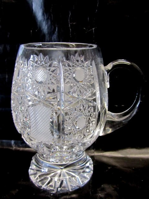 JOSKA Bleikristall Bierkrug Fuß Glas Bierglas Glaskrug Diamant Stern Schliff 0,5 - Bild 1 von 4
