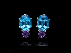 Pendientes Top Price 8,60 ct Topacio Amatista Oro 750 Valor: 3.900,- EUR Nuevo Deta - Imagen 1 de 7