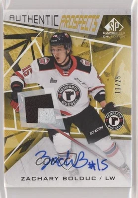 2021 Upper Deck SP Game Used CHL Edition Gold /25 Zachary Bolduc #48 Patch Auto - Image 1 of 2