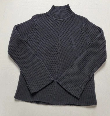 Relativity Long Sleeve Mock Neck Ribbed Sweater Women's Size M Black - Image 1 of 4