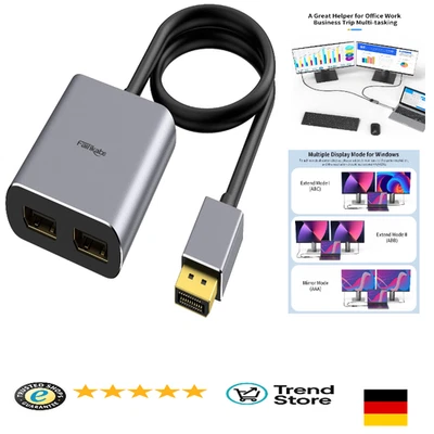4K60Hz Dual DisplayPort Splitter | MST DP Adapter für Dual Monitor - Bild 1 von 4