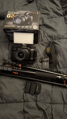 BlackMagic Pocket Cinema Camera 6k g2 kit with Cage, 9ft tripod, 1tb Ssd, Lense - Image 1 of 4