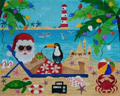 Needlepoint Handpainted Santa Baby JP Needlepoint 8x10 - Image 1 of 4