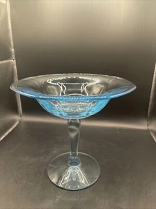 ELEGANT 6 1/2" x 7 1/2" AZURE BLUE FOSTORIA FAIRFAX  COMPOTE  DEPRESSION era - Picture 1 of 2