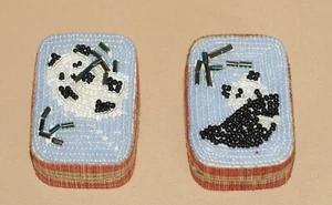 2 ~ ältere Artikel ~ feine Glasperlen & Seide gewebt Bambus Strang ~ Panda Boxen - Bild 1 von 6