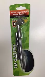 6" METAL DUAL HEAD PENCIL TIRE PRESSURE GAUGE WITH VALVES 10-120 PSI TG-1203A - Picture 1 of 3
