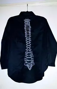 NEW FEARLESS ILLUSTRATION (like Killstar) Backbone Skeleton Black Shirt Size L - Picture 1 of 6