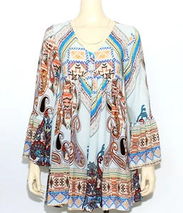Camicia tunica contadina floreale Anthropologie Umgee scollo a V manica lunga a campana taglia S - Foto 1 di 6