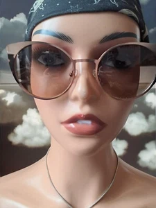 Dorothy Perkins Modern Vintage Sunglasses Cats Eye Rose Gold Tone Frame Tinted. - Picture 1 of 18