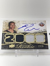2008-09 UD Premier RC #104 Russell Westbrook RPA /75 Rookie Patch On Card Auto