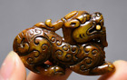 Pendentif amulette 5 cm culture chinoise Hongshan vieux jade Pixiu licorne troupes courageuses