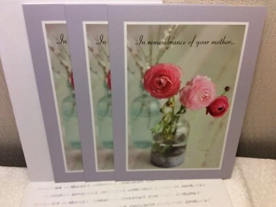 RSVP TARJETA DE FELICITACIÓN SIMPATÍA Nueva con Sobres LOTE DE 3 TARJETAS "Recuerdo-Madre" Foto 1 de 2