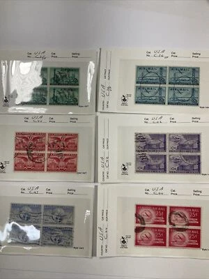 US Air Mail C35, C36, C40, C42, C43, C44 Blocks, Used, 24 Stamps - Image 1 of 4