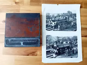 Vintage Wooden Copper Plate Printing Block The Green Knight Steam Locomotive - Picture 1 of 8
