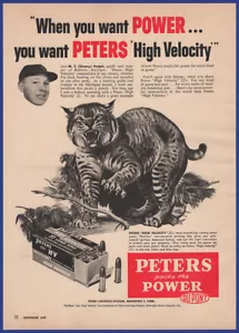 Cartucce fucile lunghe vintage 1955 PETERS alta velocità .22 Bobcat stampa anni '50 annuncio - Foto 1 di 1