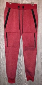 RK7 Marled Slim Fit Red Heather Black Tapered Jogger Sweat Pants NEW Mens Sz M - Picture 1 of 6