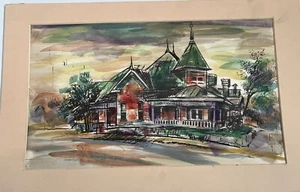 Vintage Watercolor Painting “The Old Mansion On Montana Street” by Bill Rakocy - Picture 1 of 3