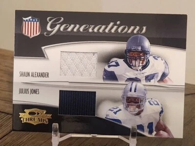 Shaun Alexander Julius Jones Dual Jersey /250 2006 Donruss Threads Generations - Image 1 of 2