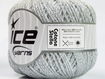 Hilos de hielo Cotone Stella gris claro plata 55289 DK hilo metálico 50gr 131yds Foto 1 de 4