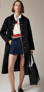 NUEVO CON ETIQUETAS J.crew Long Barn Lady Style Jacket™ en sarga de algodón encerado Negro Grande ¡Nuevo! - Imagen 1 de 6