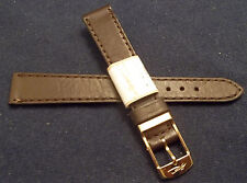 New ZRC Made in France Brown Calfskin Leather 14mm Watch Band Gold Tone Buckle