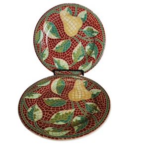 Pier One Mosaic Fruit - Salad or Luncheon Plate Earthenware Italy Set 2 - Picture 1 of 9