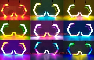 BT App 4x86mm 3.35" Hexagon Halo Flow Chase Cotton RGB Ring Devil Angel Eye DRL - Picture 1 of 12