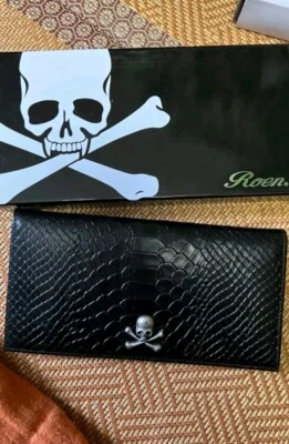 Cartera Larga de Cuero ROEN NEGRA/Skull Motociclista Punk Rocker de Japón Foto 1 de 3