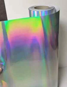 Rainbow Silver Hologram Neo Chrome Self Adhesive Vinyl Craft A4/305mm/610mm - Picture 1 of 6