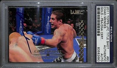 Подписанная золотая карточка дебютанта Чада Мендеса 2011 Topps UFC Title Shot No80 PSA/DNA RC WEC - Изображение 1 из 4