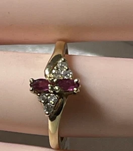 RUBY & DIAMOND RING - In Yellow Gold Sz.6 - Excellent Quality - NWT $995.0 - Picture 1 of 7