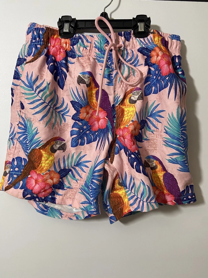 Pantalones Cortos de Baño Ring of Fire Para Hombre Pequeños Rosa Tropical Estampado de Loro Novedad Foto 1 de 4