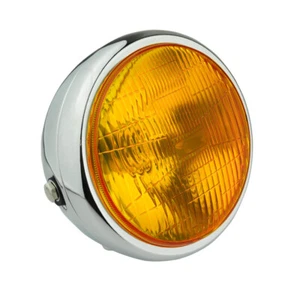 Faro de motocicleta 7" H4 haz alto/bajo carcasa de metal amarillo bicicleta personalizada - Imagen 1 de 9