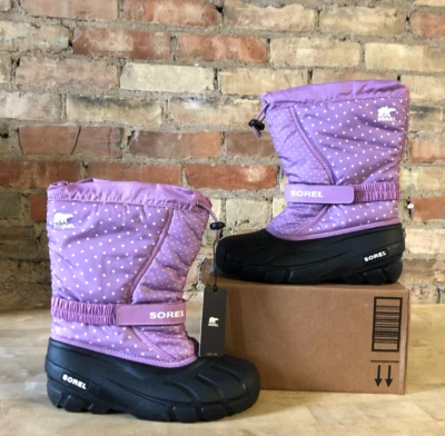 NWT Sorel Rubber Soled Polka Dot Winter Snow Boots - Youth Girls Size 6 - Image 1 of 4