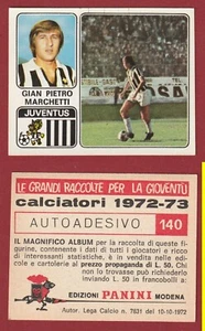 FIGURINA CALCIATORI PANINI 1972-73 N.140 JUVENTUS MARCHETTI NUOVA - Foto 1 di 1